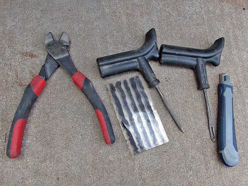 Tire plug kit tools needed for an emergency tire repair